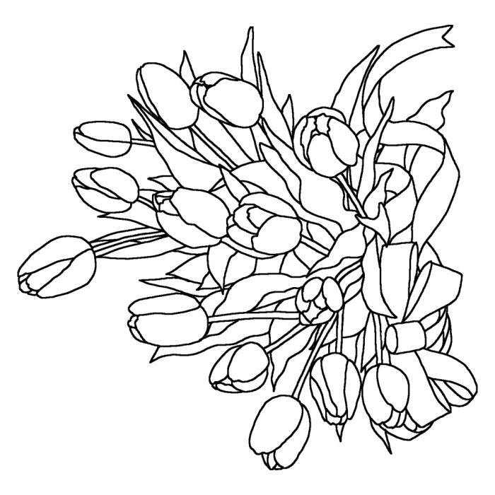 チューリップの花束1 春の花 花イラスト お花と季節のお礼状