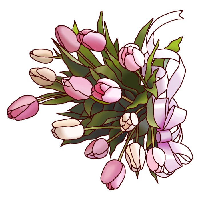 チューリップの花束4 春の花 花イラスト お花と季節のお礼状
