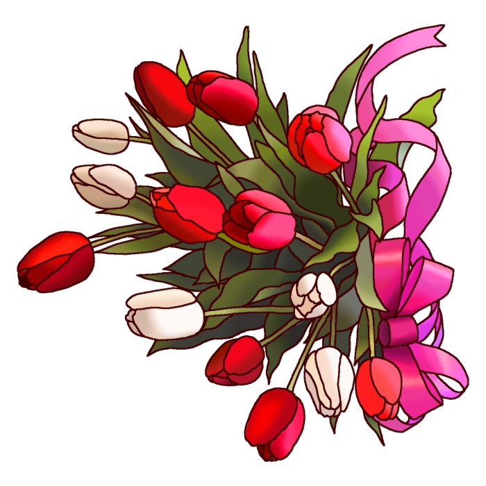 チューリップの花束7 春の花 花イラスト お花と季節のお礼状